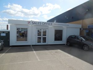 Temporary portable office hire for John Pease, Braintree whilst showrooms were refurbished.